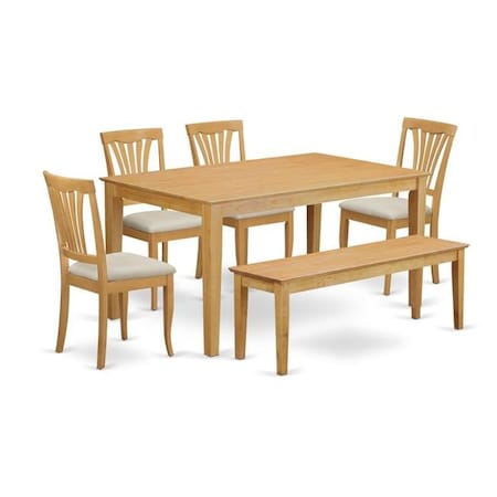 East West Furniture East West Furniture CAAV6-OAK-C Kitchen Dinette Table & 4 Chairs Plus A Wooden Bench; Oak CAAV6-OAK-C